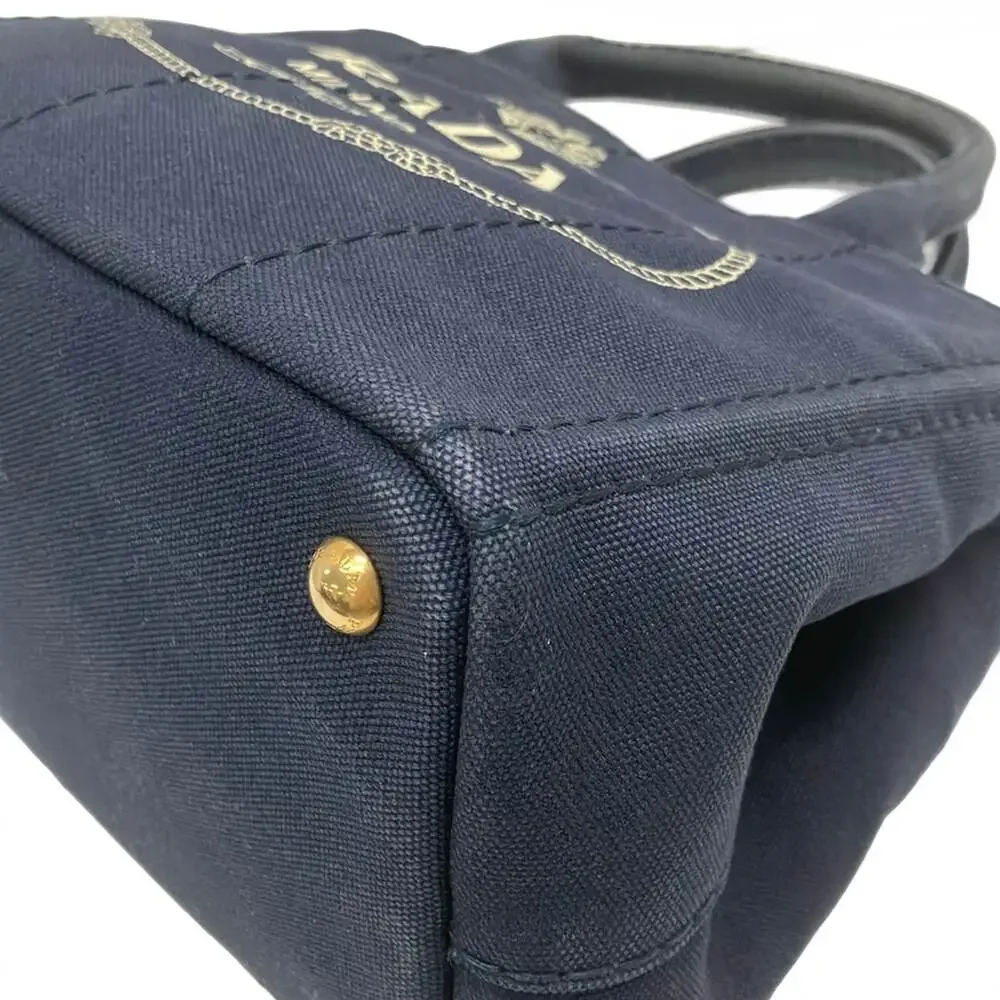 Prada Canapa Tote Bag 1BG439 Navy Cream